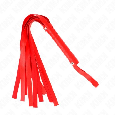 KINK Czerwony Bicz Skorzany Szeroki Ogon 48,5 cm - solidny uchwyt