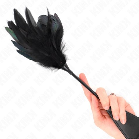 KINK Laskacz z piorkami, model z falbaną, długość 48 cm, czarny