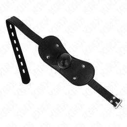 KINK Ball Gag z zamkiem, regulacja 42-60 cm, czarny silikonowy