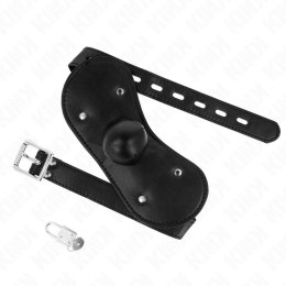KINK Ball Gag z zamkiem, regulacja 42-60 cm, czarny silikonowy