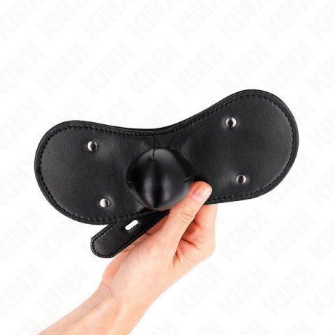 KINK Ball Gag z zamkiem, regulacja 42-60 cm, czarny silikonowy