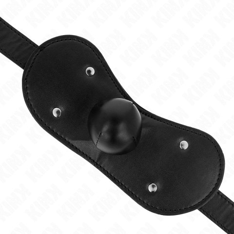 KINK Ball Gag z zamkiem, regulacja 42-60 cm, czarny silikonowy