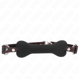 KINK Czarna Kość Gag 12 cm - silikonowy, regulowany pasek, 63x2 cm