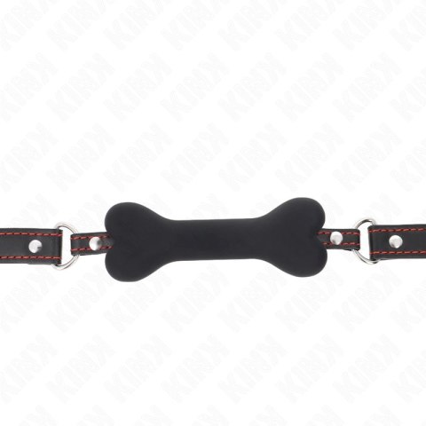 KINK Czarna Kość Gag 12 cm - silikonowy, regulowany pasek, 63x2 cm
