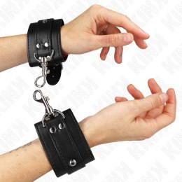 KINK Dungeon - Opaski na nadgarstki czarne z regulacją 21-28 cm