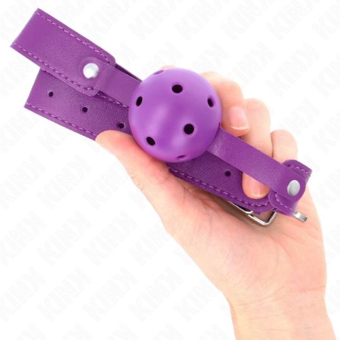 KINK Fioletowa Piłka Oddychająca 4,5 cm - Pasek 65x2,5 cm, silikonowa