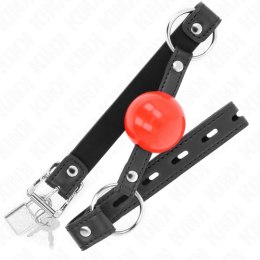 KINK Gag Ball 4 cm - Czerwona kulka, czarny pasek, regulacja 60x2 cm
