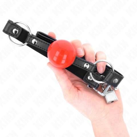 KINK Gag Ball 4 cm - Czerwona kulka, czarny pasek, regulacja 60x2 cm
