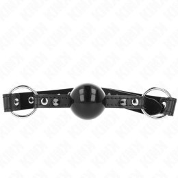 KINK Gag Ball z zapięciem, silikonowa kulka 4 cm, pasek 65x2 cm czarny