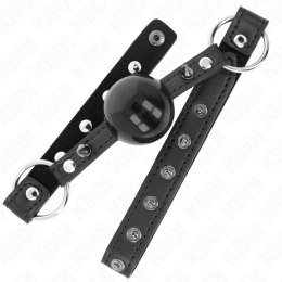 KINK Gag Ball z zapięciem, silikonowa kulka 4 cm, pasek 65x2 cm czarny