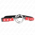 KINK Gag z wieloma O-ringami 4/4,8 cm czerwony - regulowany pasek