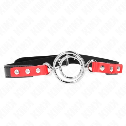 KINK Gag z wieloma O-ringami 4/4,8 cm czerwony - regulowany pasek