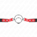 KINK Gag z wieloma O-ringami 4/4,8 cm czerwony - regulowany pasek