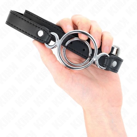 KINK Gag z wieloma O-ringami 5 cm czarny, regulowany 63x2,5 cm