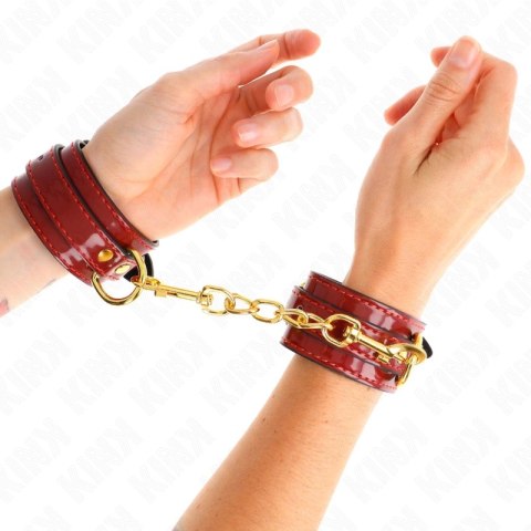 KINK Joanna Angel mankiety nadgarstkowe czerwone z łańcuchem 16,5-26 cm