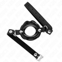 KINK Knebel Usta 8 cm czarny pasek skorzany regulacja 39-58 cm