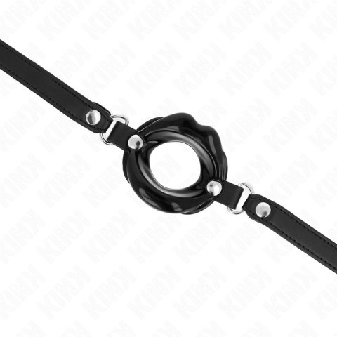KINK Knebel Usta 8 cm czarny pasek skorzany regulacja 39-58 cm