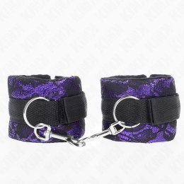 KINK Krotkie zapinane opaski na nadgarstki aksamit/nylon fiolet/czarny 23x6,5cm