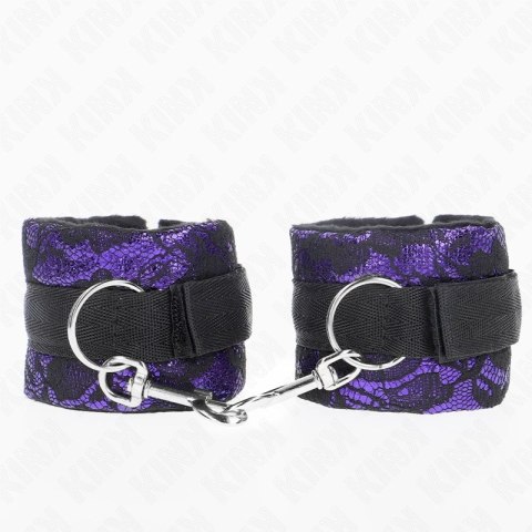KINK Krotkie zapinane opaski na nadgarstki aksamit/nylon fiolet/czarny 23x6,5cm