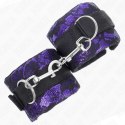 KINK Krotkie zapinane opaski na nadgarstki aksamit/nylon fiolet/czarny 23x6,5cm