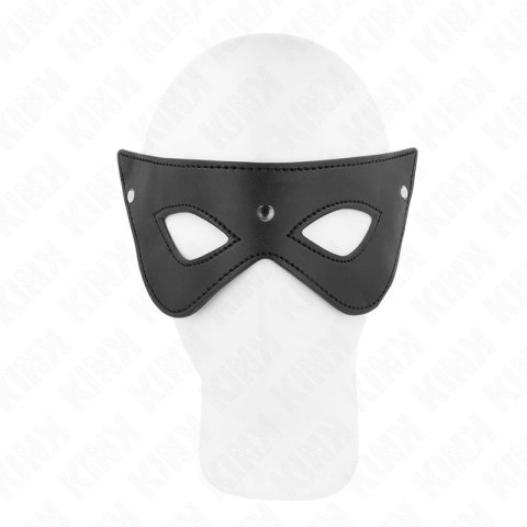 KINK Maska na Oczy z Nitami 24x9 cm Czarna Skorzana Regulowana