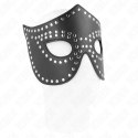 KINK Maska skorzana z nitami Model 2 czarna 30x12 cm regulowana