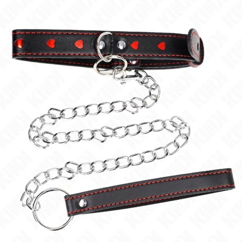 KINK Naszyjnik z Paskiem Serce 65 cm - Skorzany, Regulowany, Czarny