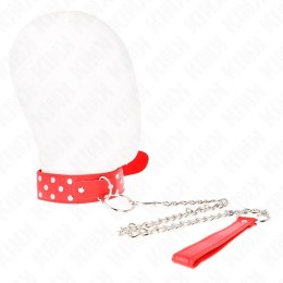 KINK Naszyjnik z paskiem i nitami, czerwony, regulacja 36-50 cm