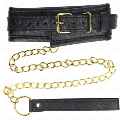 KINK Naszyjnik z paskiem, imitacja skory, regulowany 37-54 cm, czarny