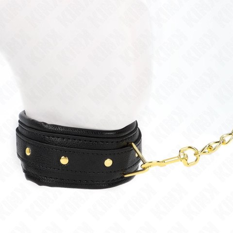 KINK Naszyjnik z paskiem, imitacja skory, regulowany 37-54 cm, czarny
