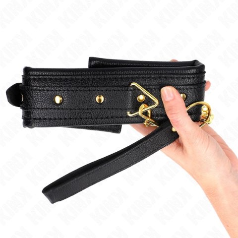 KINK Naszyjnik z paskiem, imitacja skory, regulowany 37-54 cm, czarny