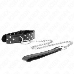 KINK Naszyjnik z paskiem kolcowany 65cm czarny regulowany 36-50cm