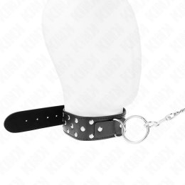 KINK Naszyjnik z paskiem kolcowany 65cm czarny regulowany 36-50cm
