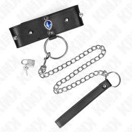 KINK Naszyjnik z paskiem, niebieskie zdobienia, regulacja 36-43 cm