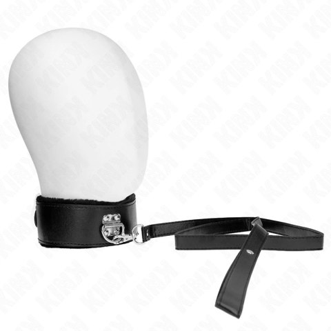 KINK Naszyjnik ze Smyczą 116cm, Srebrne Ćwieki, Czarny, Regulowany