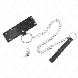 KINK Naszyjnik ze Smyczą Model 5 Regulowany 36-43 cm Srebrne Ćwieki 65 cm