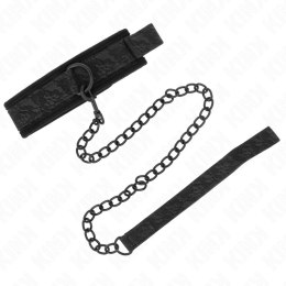 KINK Obroża regulowana z wytrzymałą smyczą 77 cm czarna 34-54 cm x 5 cm