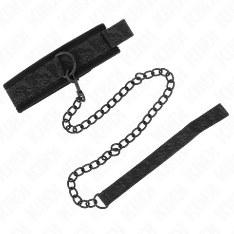 KINK Obroża regulowana z wytrzymałą smyczą 77 cm czarna 34-54 cm x 5 cm