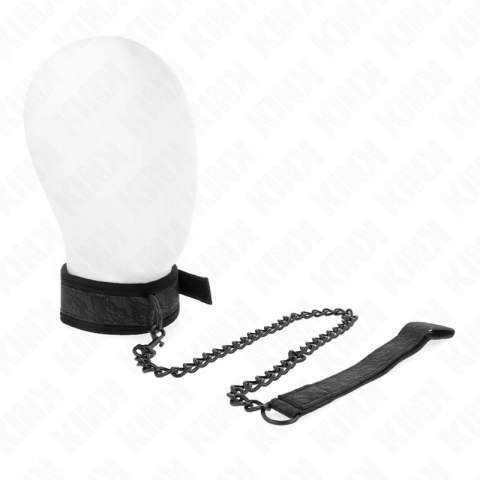 KINK Obroża regulowana z wytrzymałą smyczą 77 cm czarna 34-54 cm x 5 cm