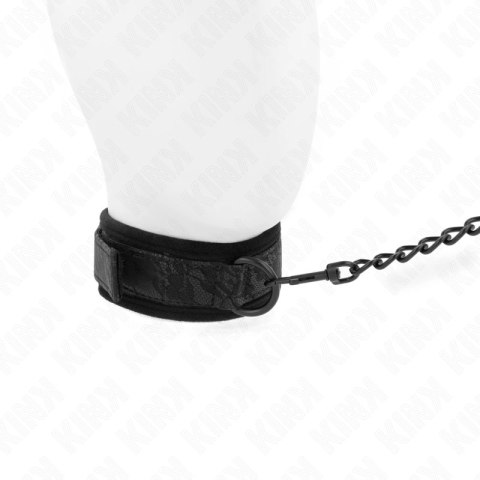 KINK Obroża regulowana z wytrzymałą smyczą 77 cm czarna 34-54 cm x 5 cm