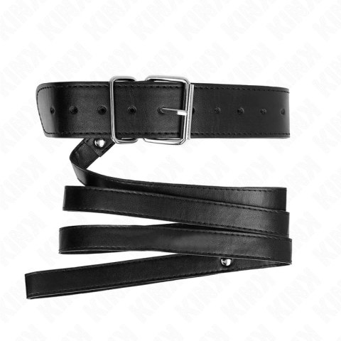 KINK Obroża z paskiem czarna, regulacja 32-50 cm, długość 116 cm