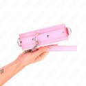 KINK Obroża ze Smyczą Rożowa 36-42 cm Skora Ekologiczna 65 cm