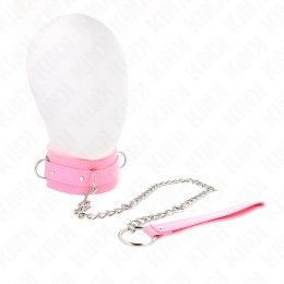 KINK Obroża ze Smyczą Rożowa 36-42 cm Skora Ekologiczna 65 cm
