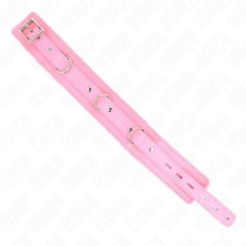 KINK Obroża ze Smyczą Rożowa 36-42 cm Skora Ekologiczna 65 cm