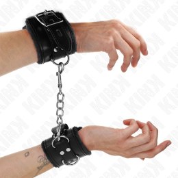 KINK Opaski na Nadgarstki Czarny Pasek z Futerkiem Regulacja 17-29cm