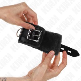 KINK Opaski na Nadgarstki Czarny Pasek z Futerkiem Regulacja 17-29cm