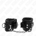 KINK Opaski na Nadgarstki Czarny Pasek z Futerkiem Regulacja 17-29cm