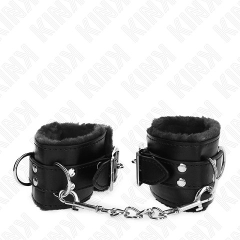 KINK Opaski na Nadgarstki Czarny Pasek z Futerkiem Regulacja 17-29cm