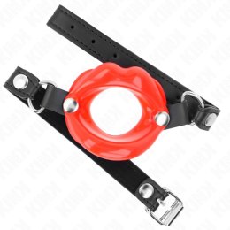 KINK Pasek Skorzany z Czerwonym Elementem 8 cm, Regulacja 39-58 cm