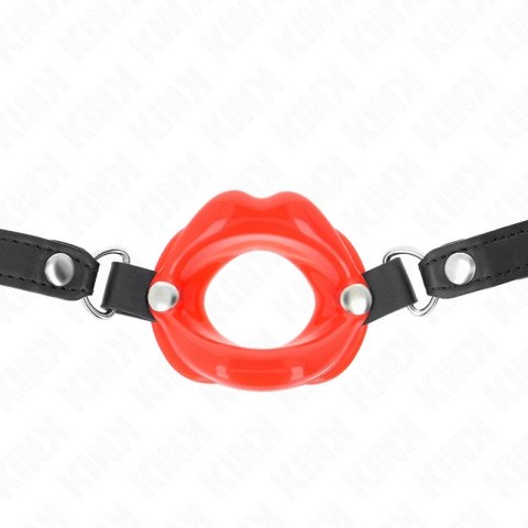 KINK Pasek Skorzany z Czerwonym Elementem 8 cm, Regulacja 39-58 cm